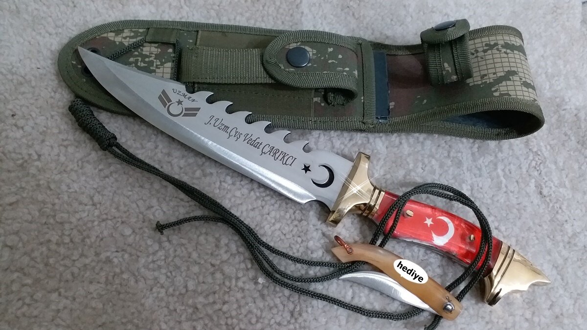 bıçak cenneti Ay Yıldızlı Kurt Başlı Komando Ve Avcı Bıçağı BH8584